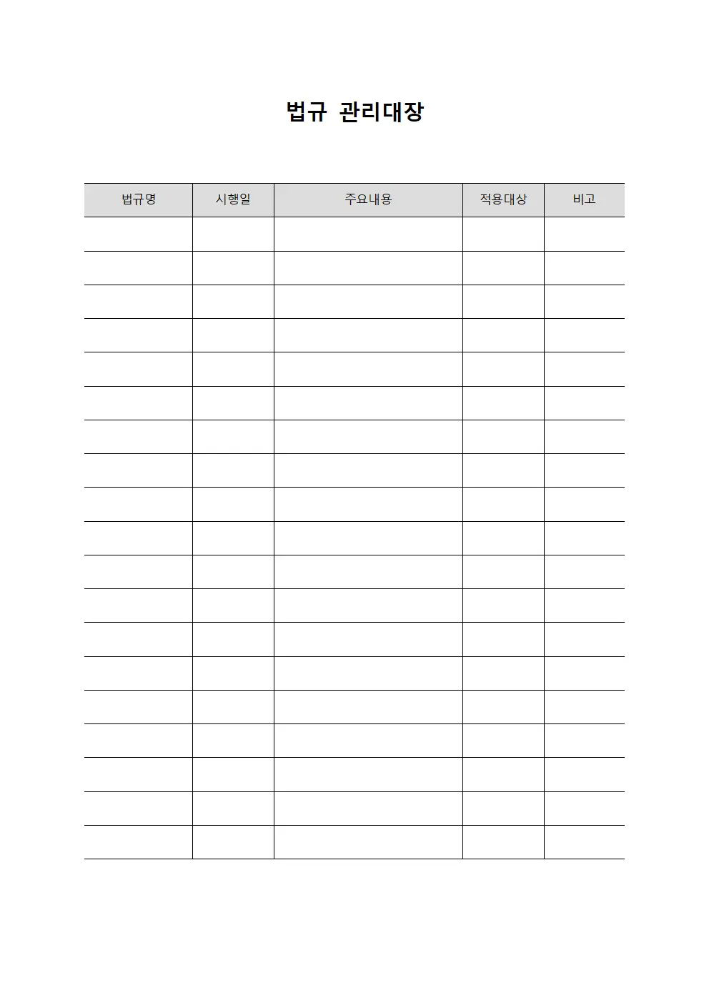 법규관리대장 (평가정책이행현황)