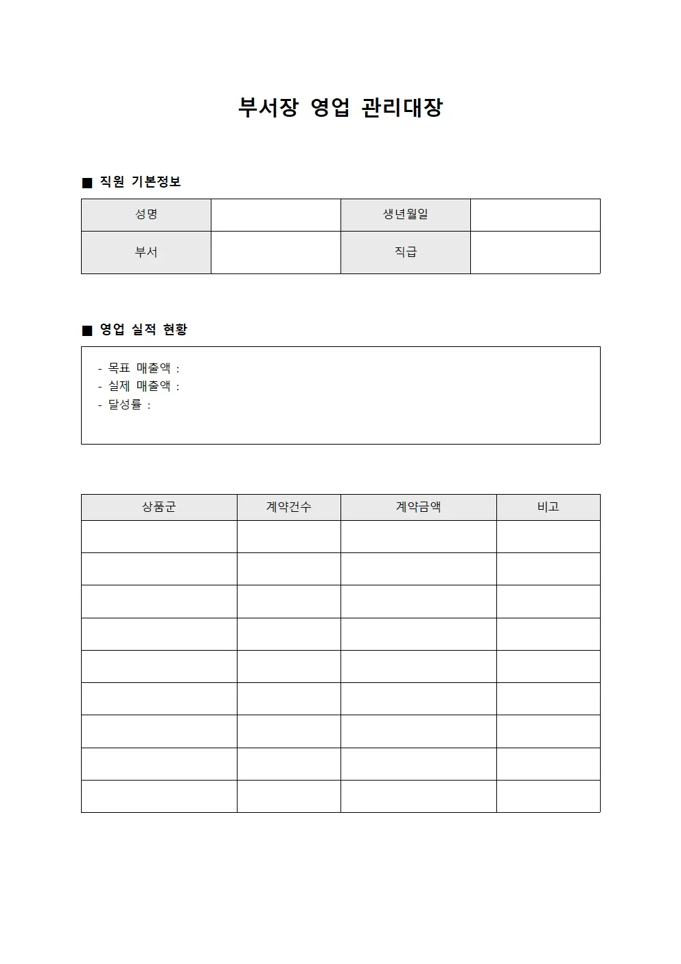 부서장성과평가 영업관리대장