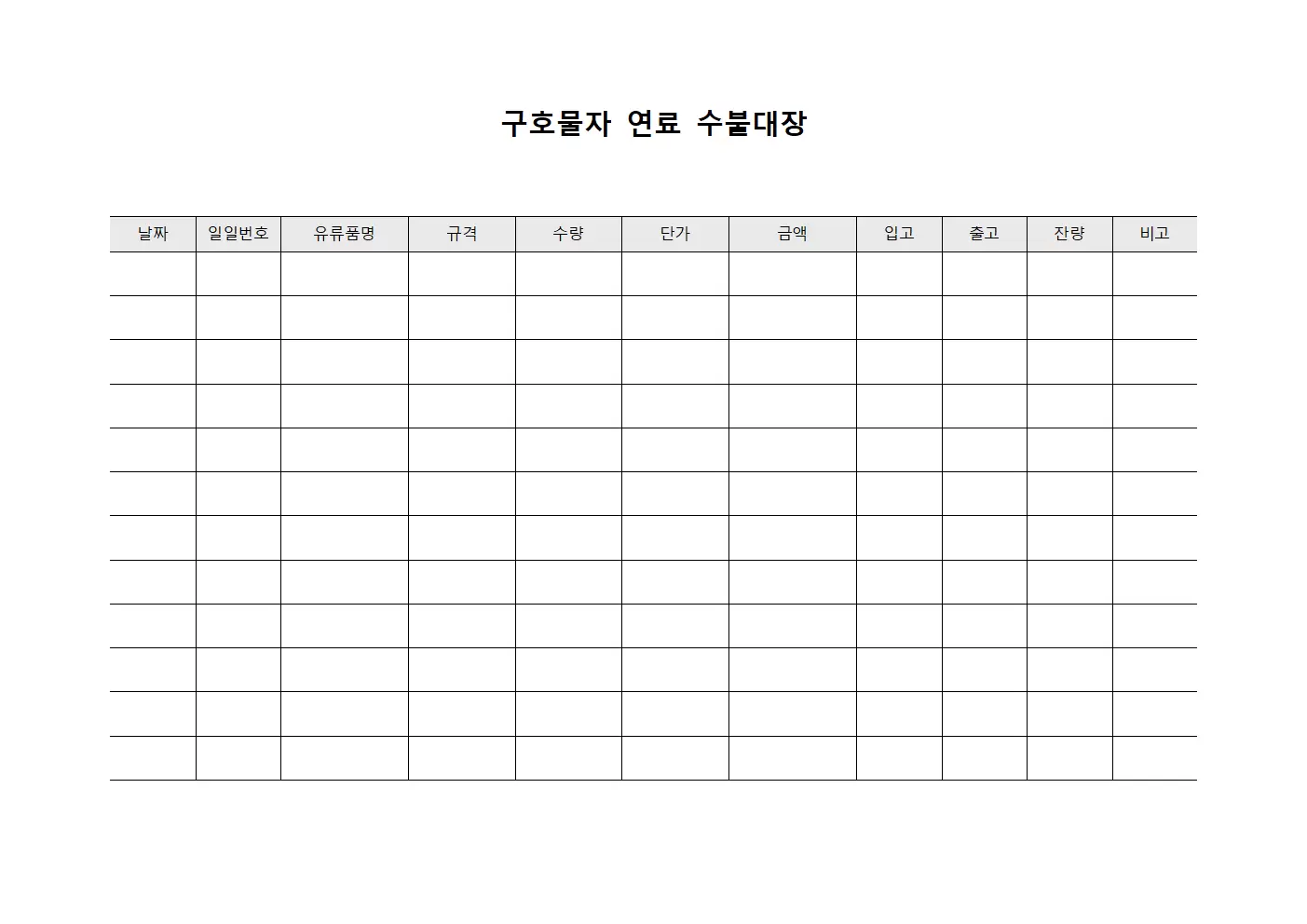 구호물자 연료 수불대장 배치