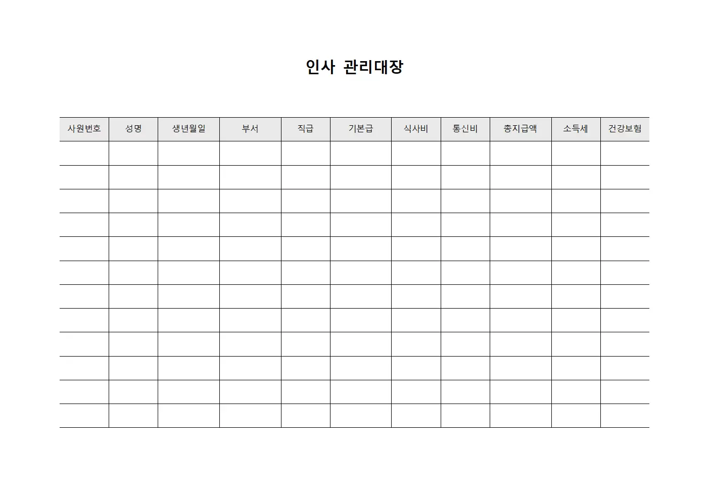 인사관리대장 - 급여지급현황