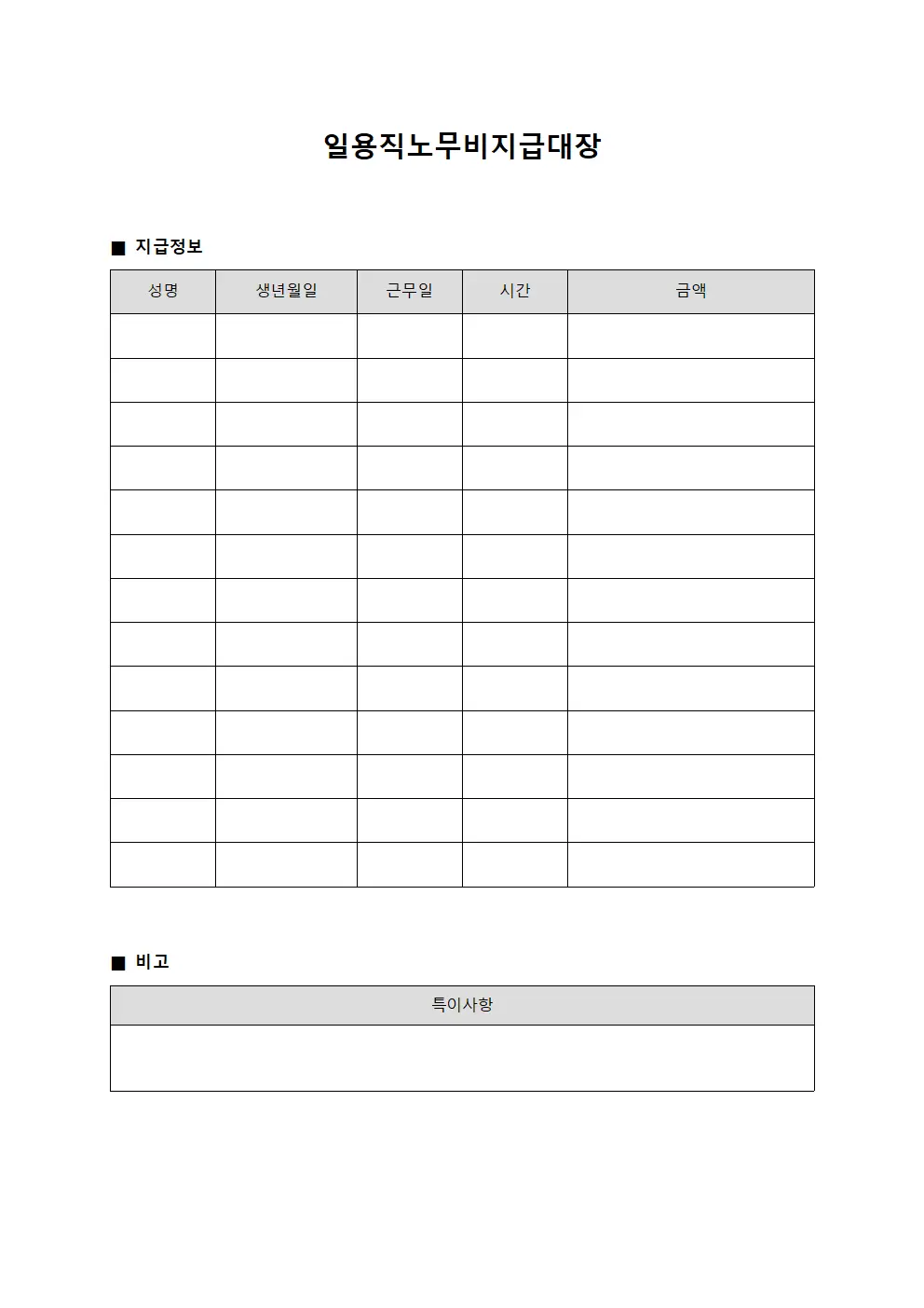 일용직노무비지급대장 - 성과 평가 결과 관리