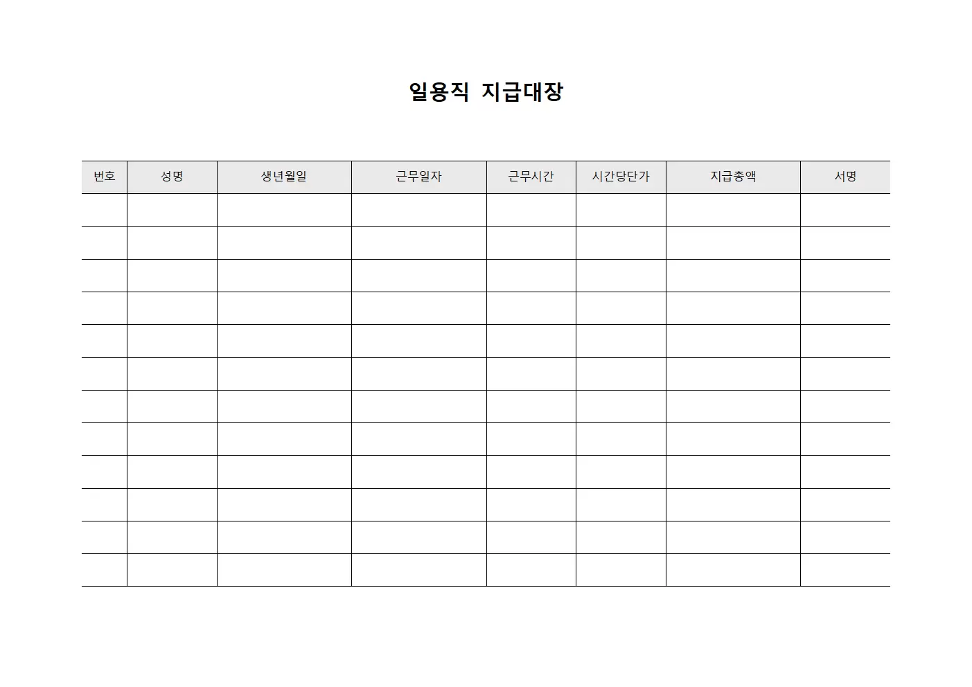 기간제 근로자 급여 지급 현황 일용직지급대장