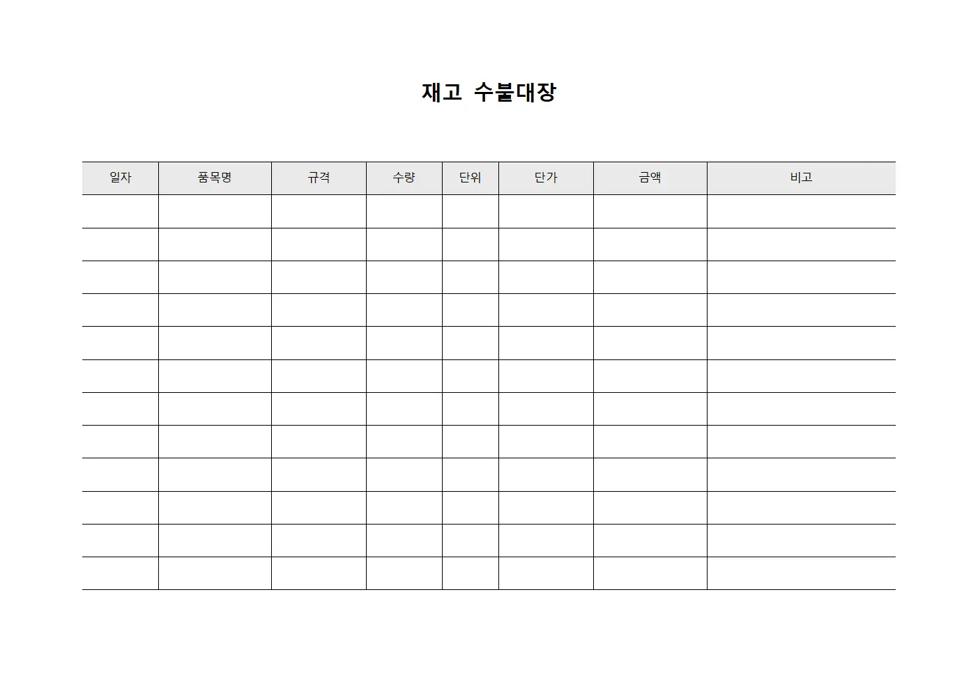 물품배치현황 재고수불대장