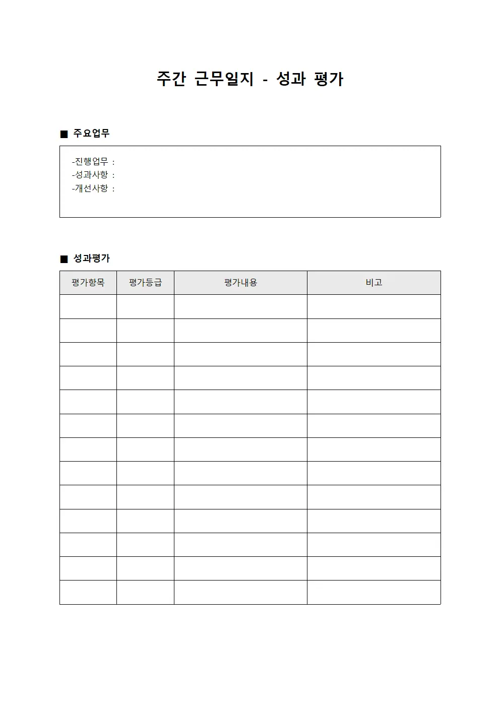 주간근무일지 - 성과 평가 진행