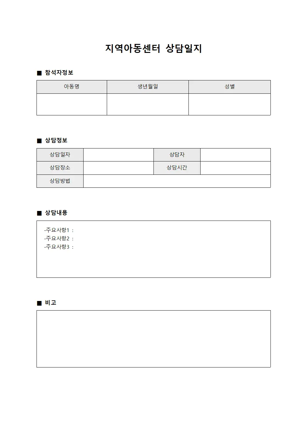 프로그램 참석자 상담일지 실적 현황판