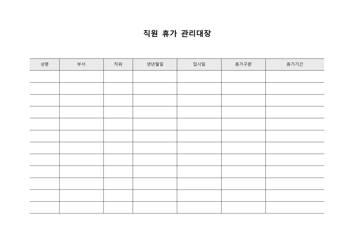직원휴가관리대장 - 규정이행현황