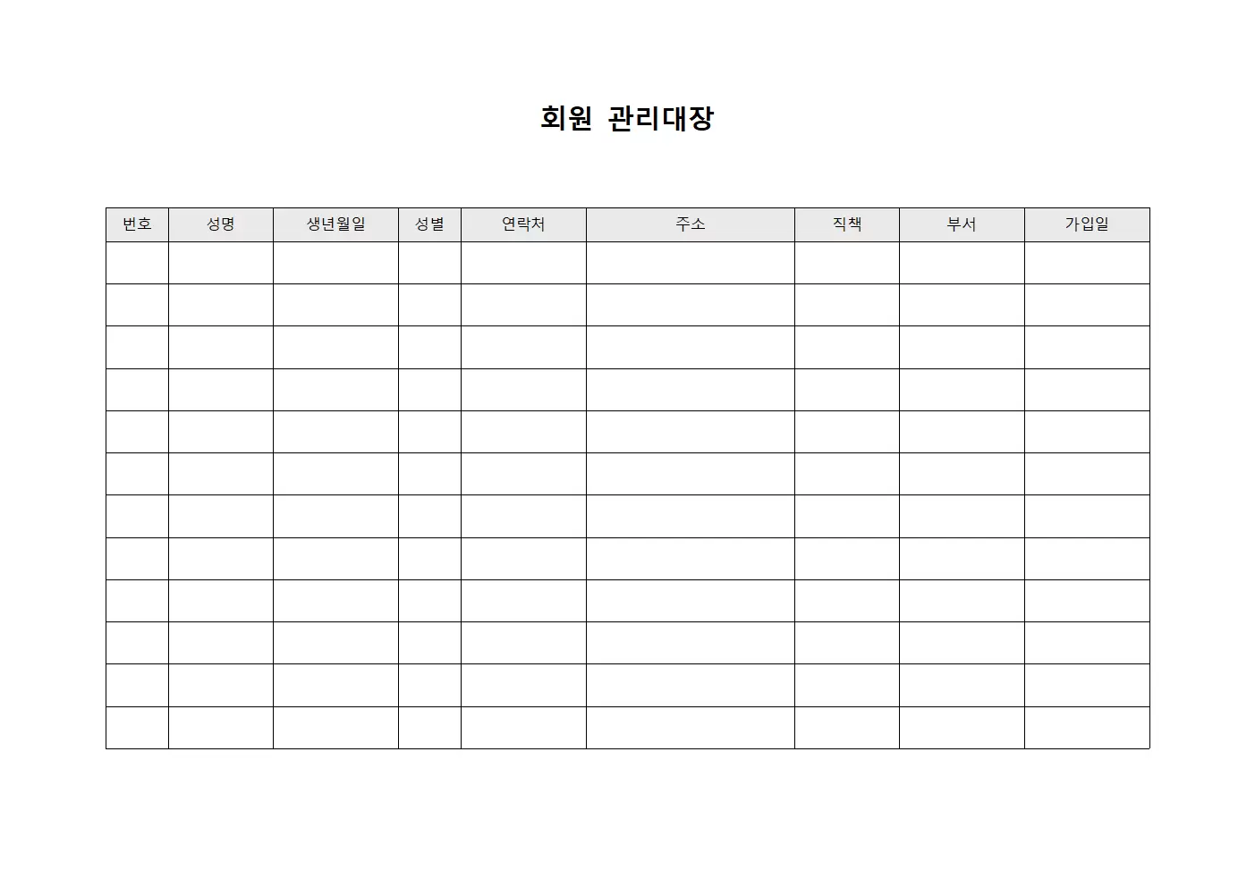 인원배치현황 회원관리대장