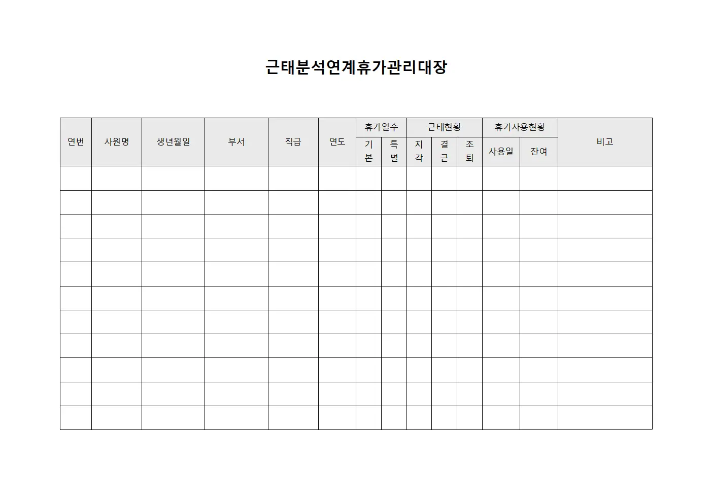 근태분석연계휴가관리대장