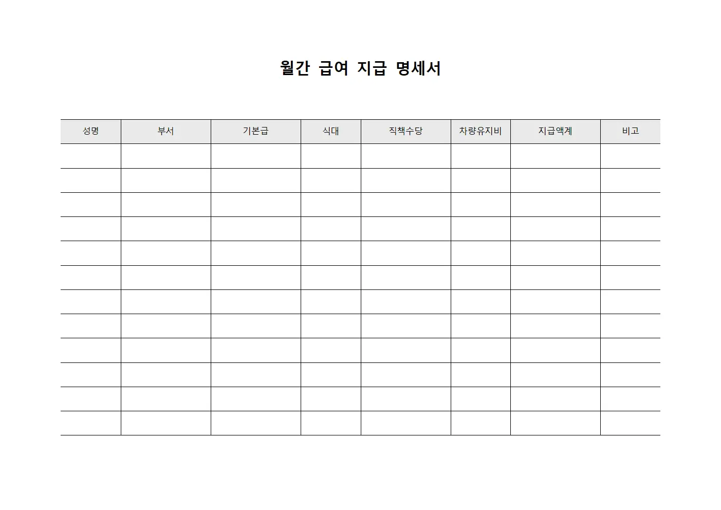월간 급여 지급 명세서