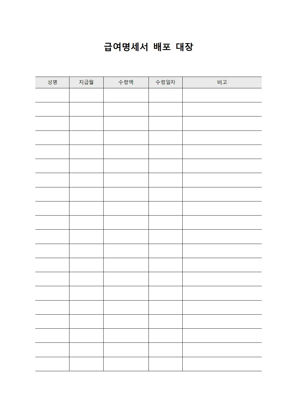 급여명세서 배포 대장