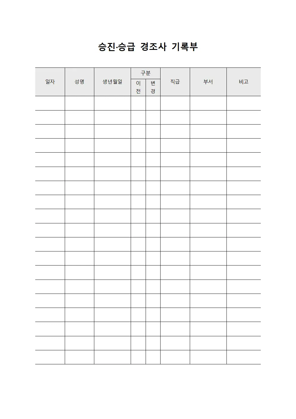 승진·승급 경조사 기록부