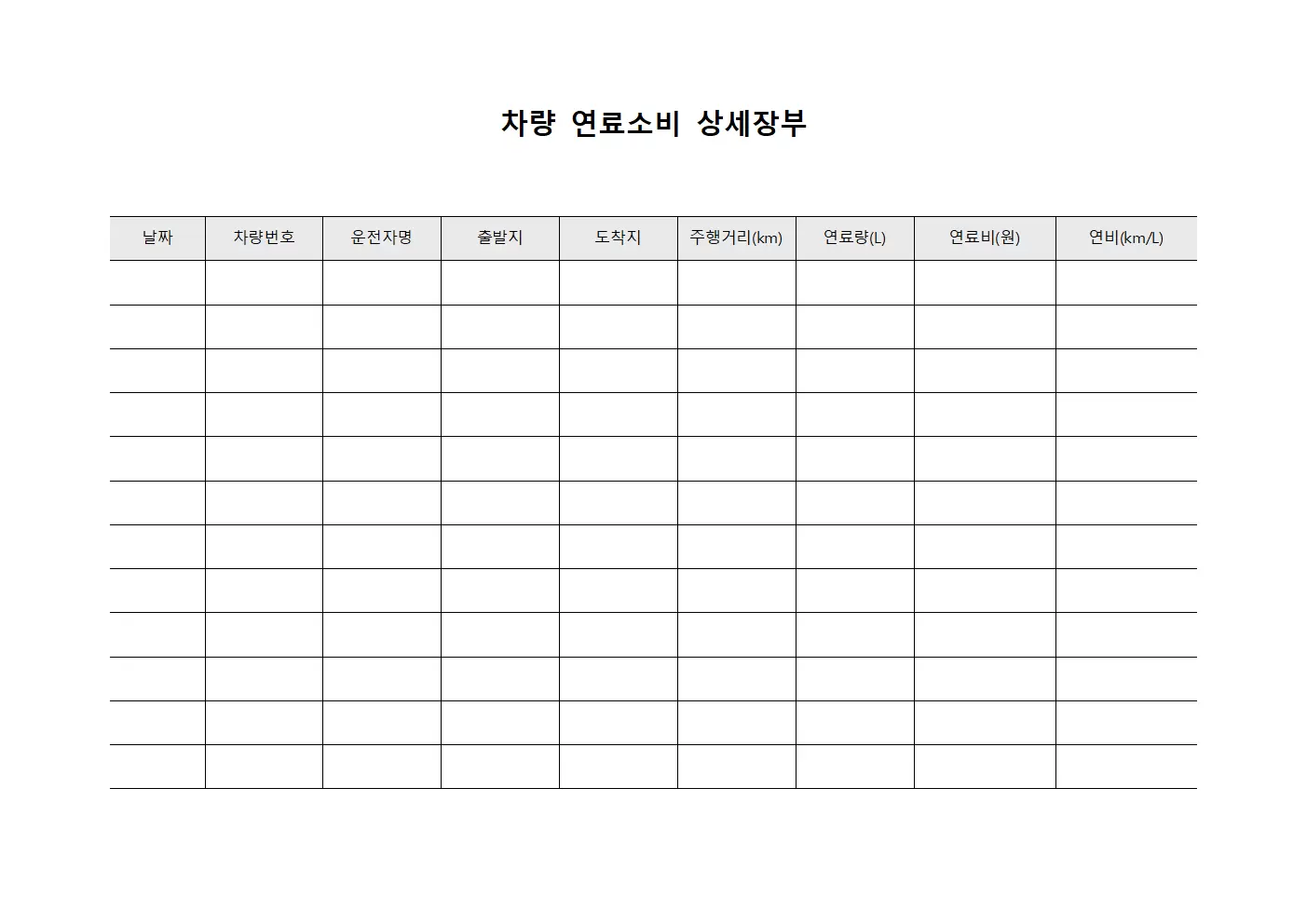 차량 연료소비 상세장부
