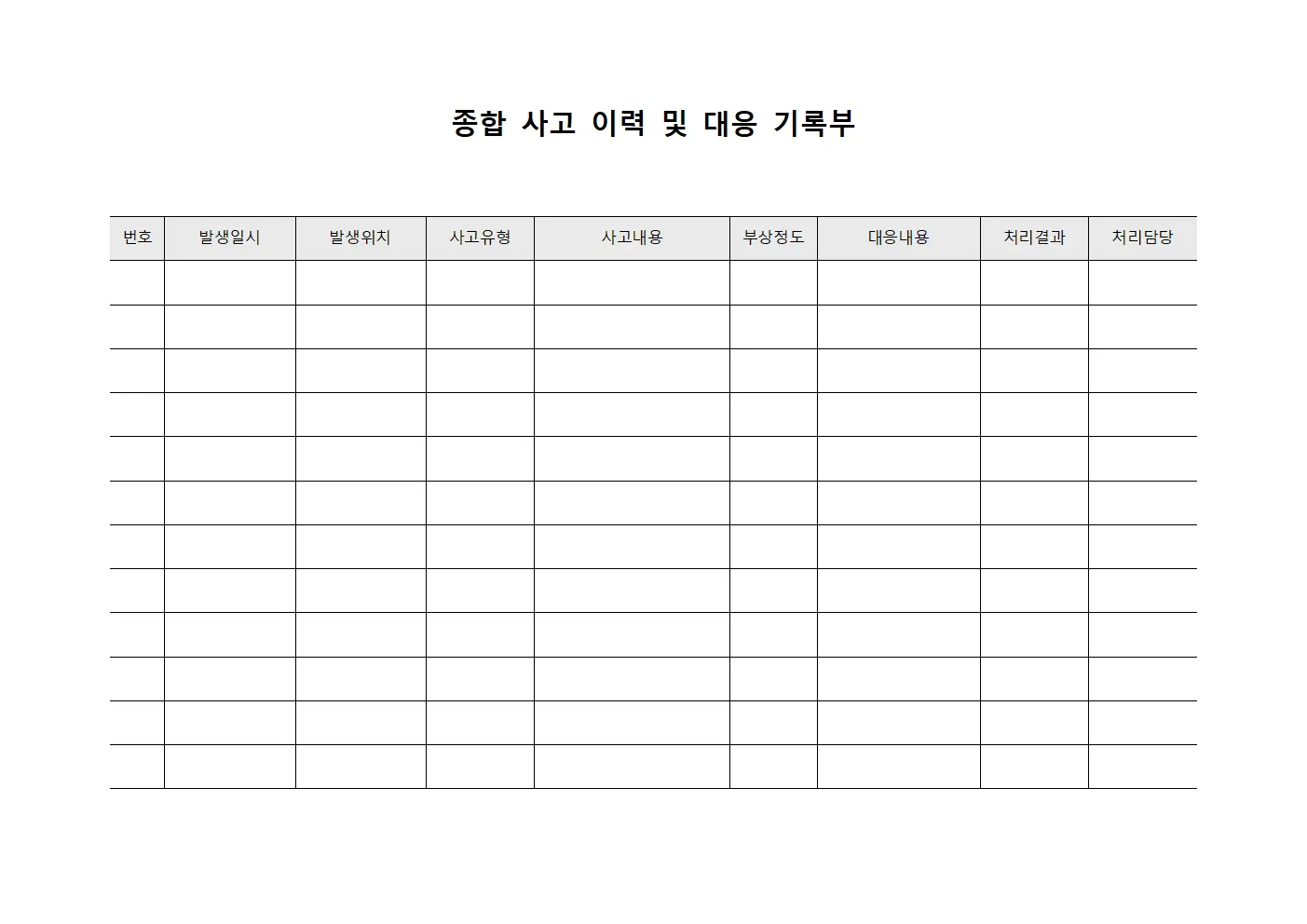 종합 사고 이력 및 대응 기록부