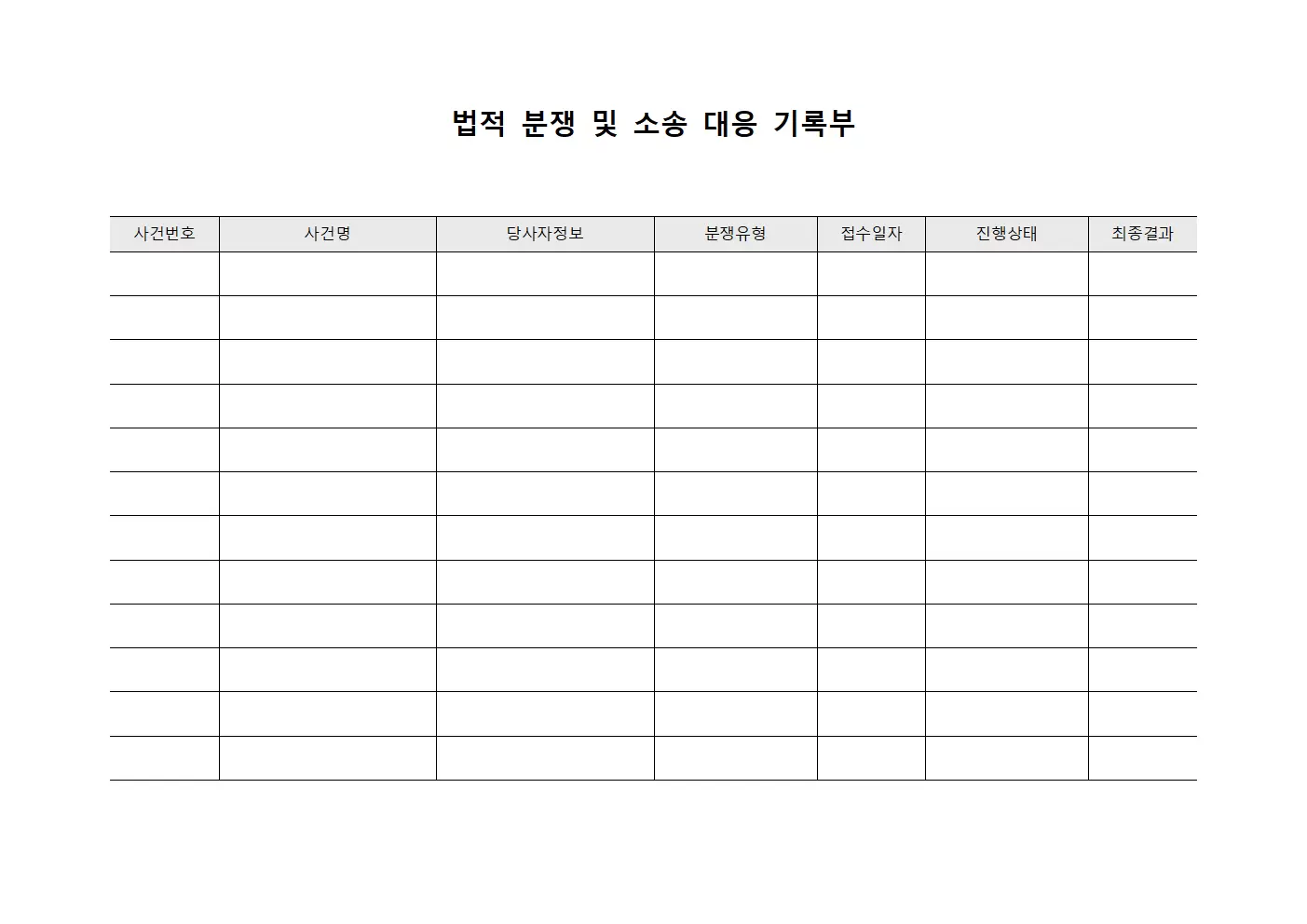 법적 분쟁 및 소송 대응 기록부