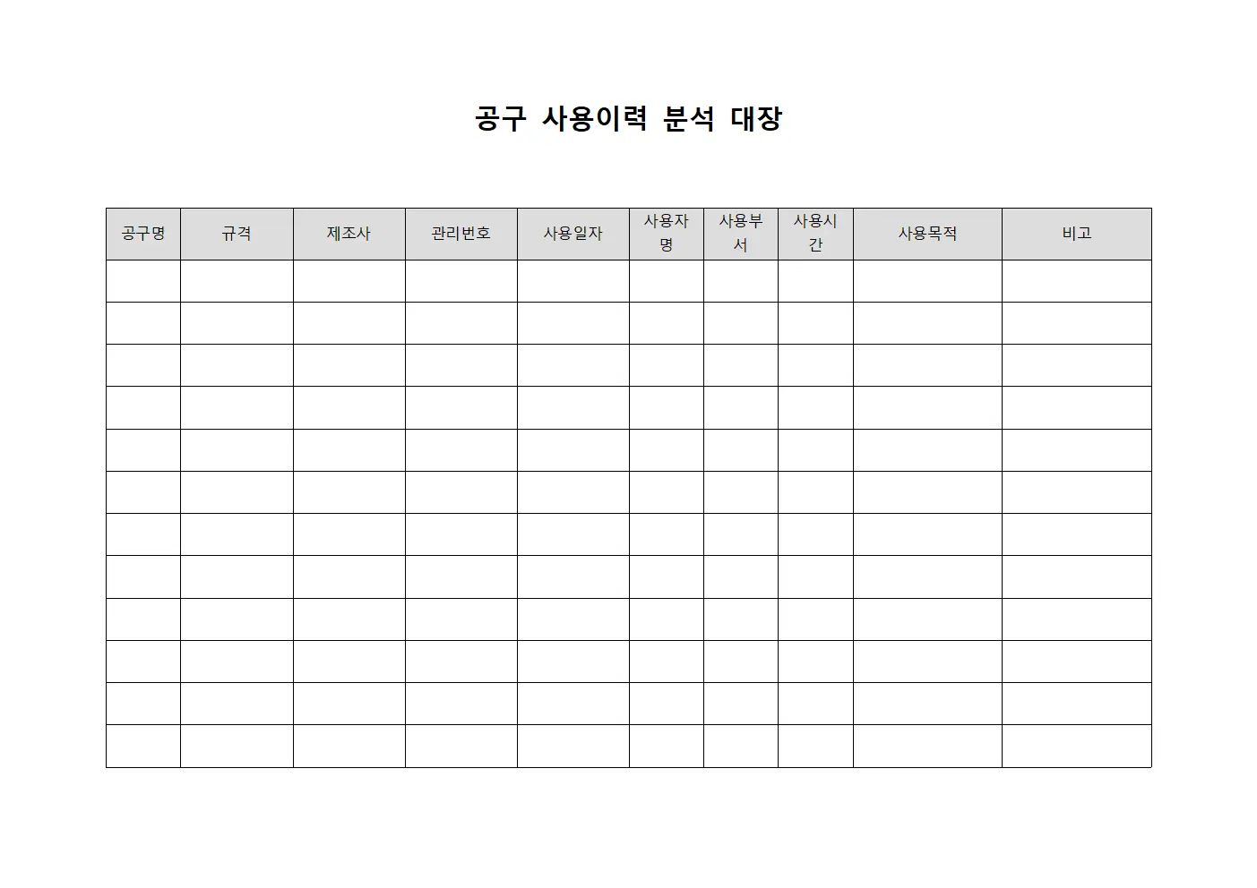 공구 사용이력 분석 대장