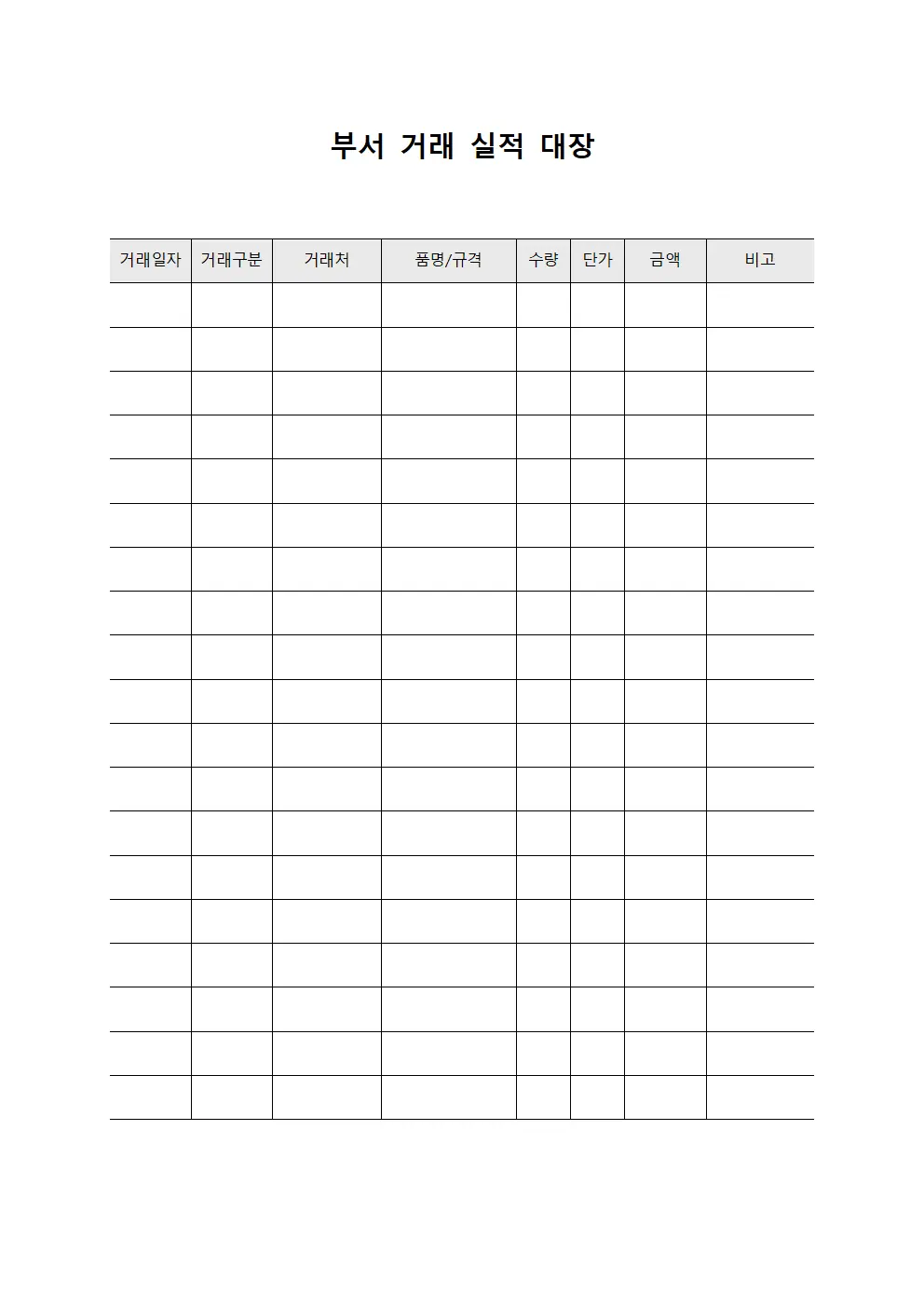 부서 거래 실적 대장