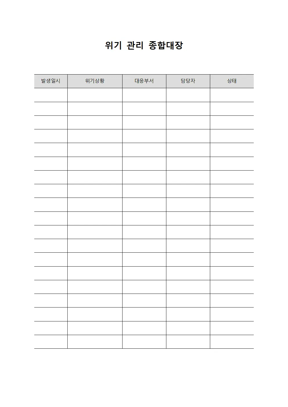 위기 관리 종합대장