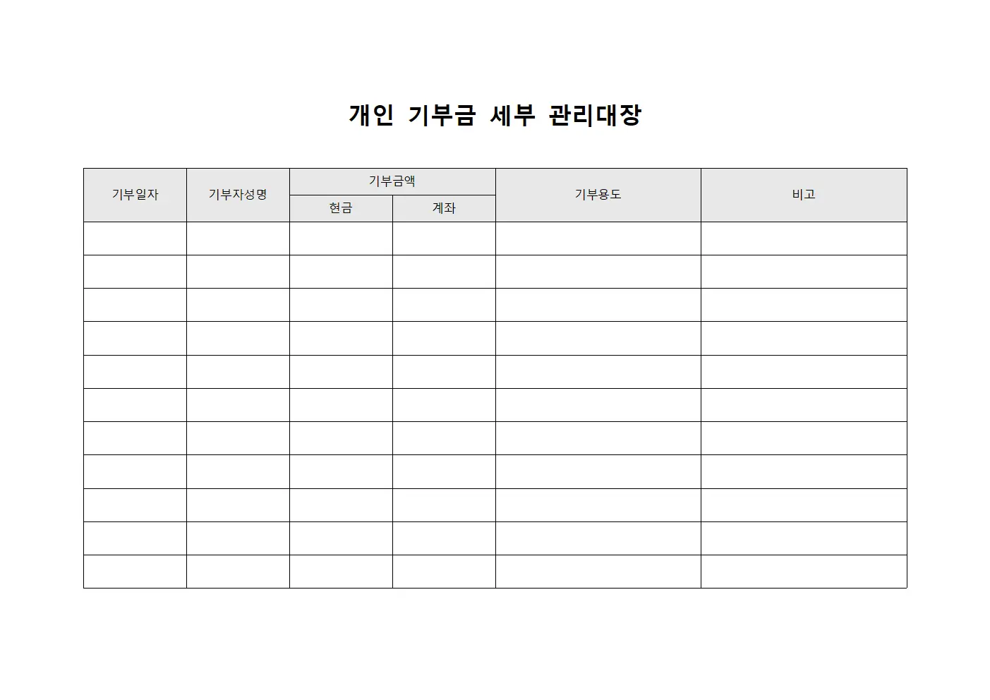 개인 기부금 세부 관리대장