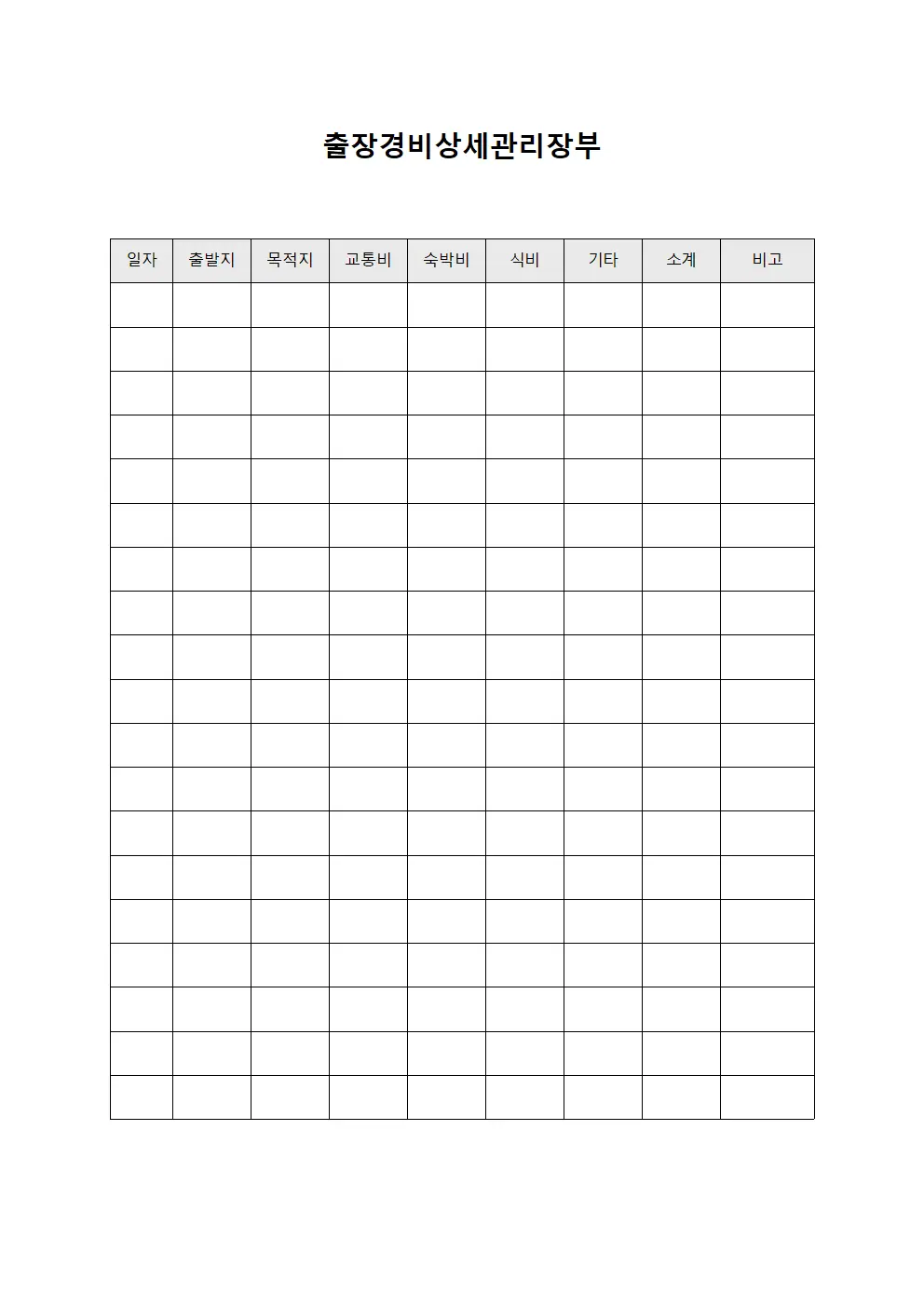 출장경비상세관리장부