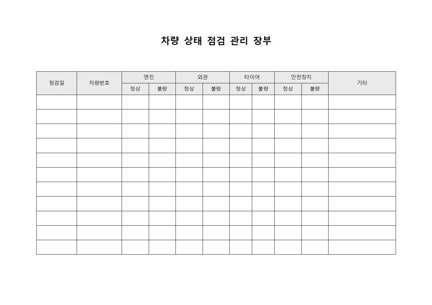 차량 상태 점검 관리 장부 서식.양식