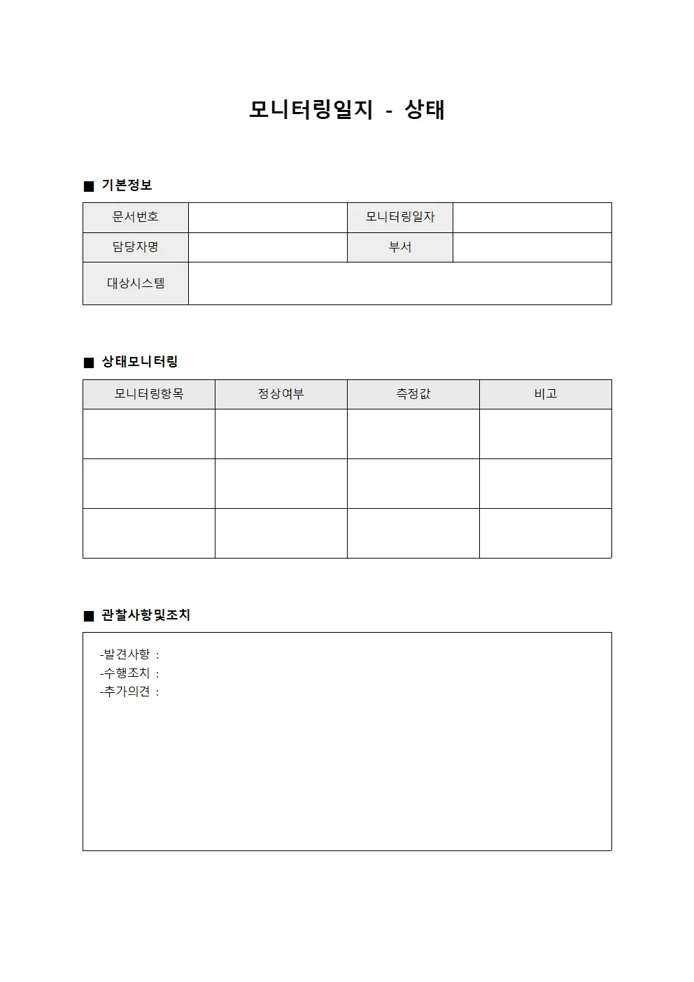 모니터링일지 - 상태