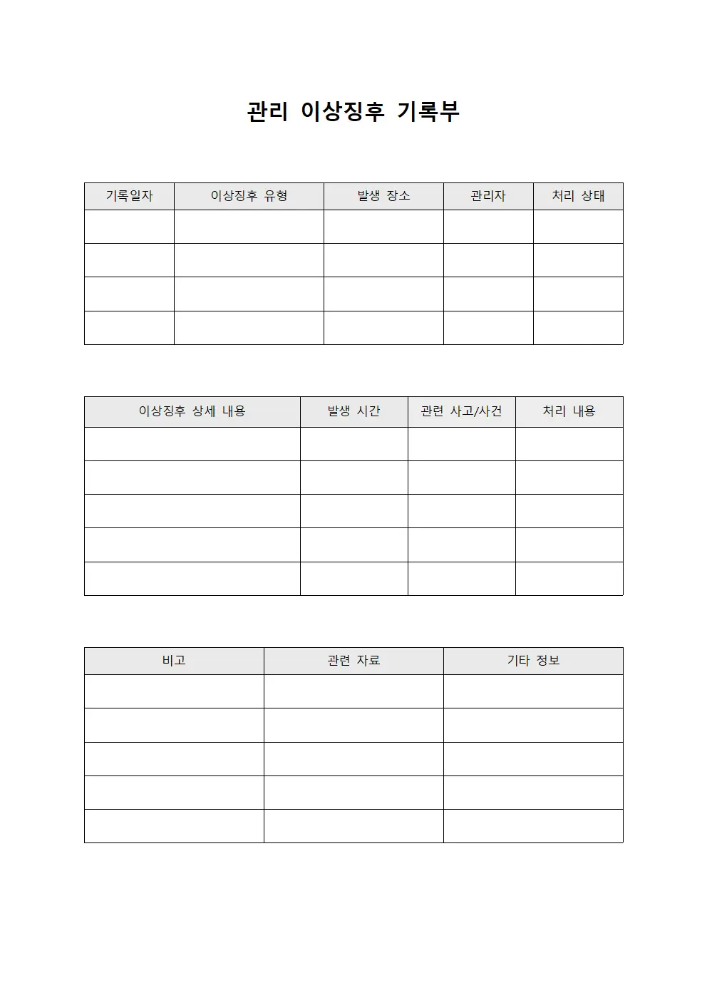 관리 이상징후 기록부