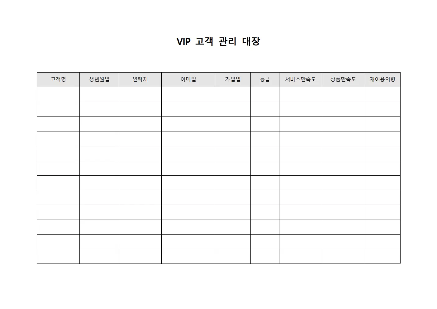 VIP고객 관리대장 - 만족도 조사 및 피드백