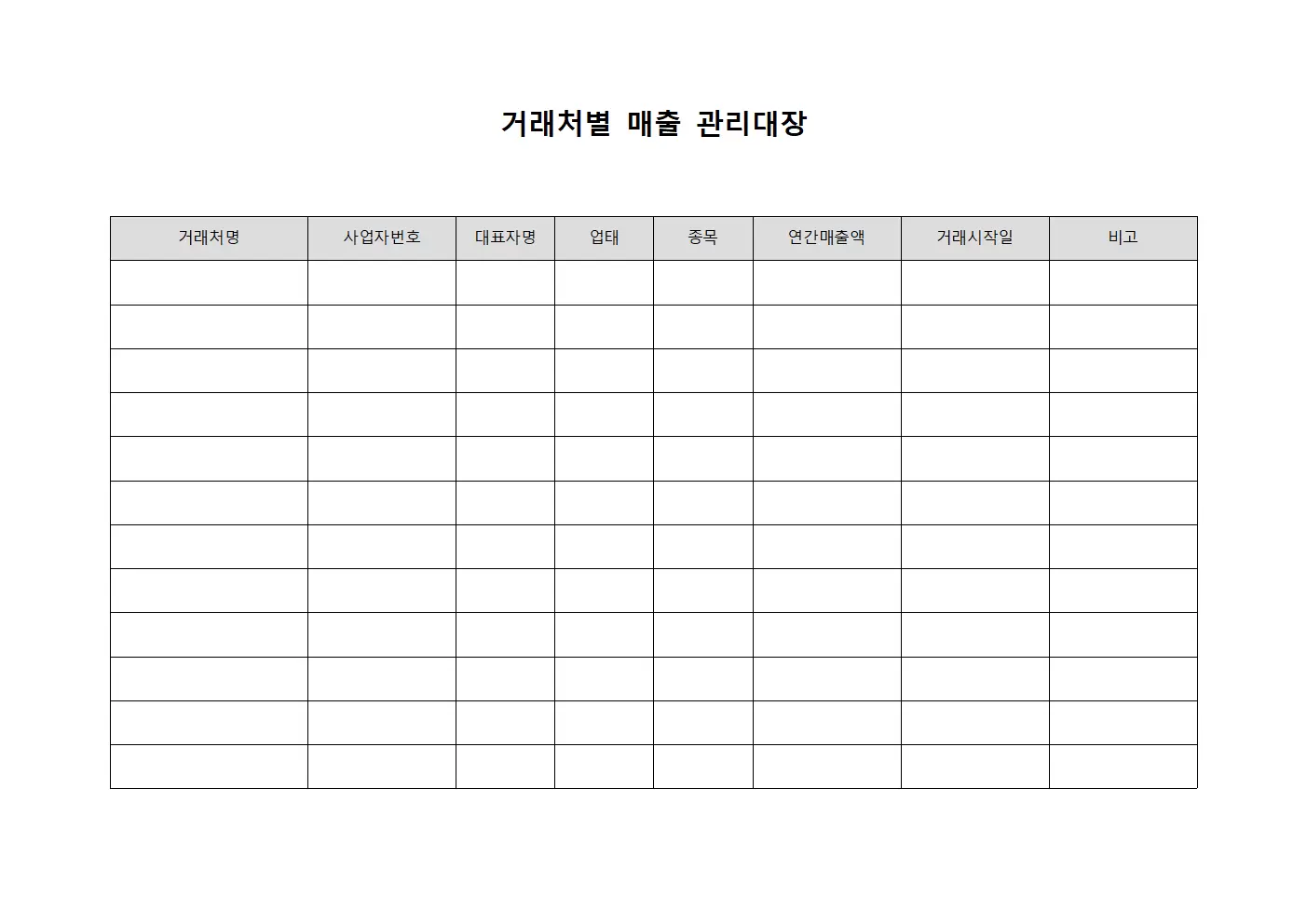 브랜드별판매현황 거래처별매출관리대장