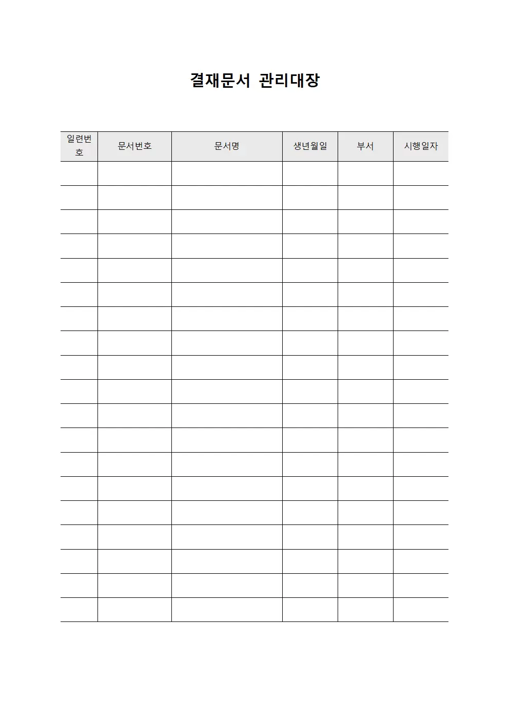 결재문서관리대장 (규정개정승인현황)