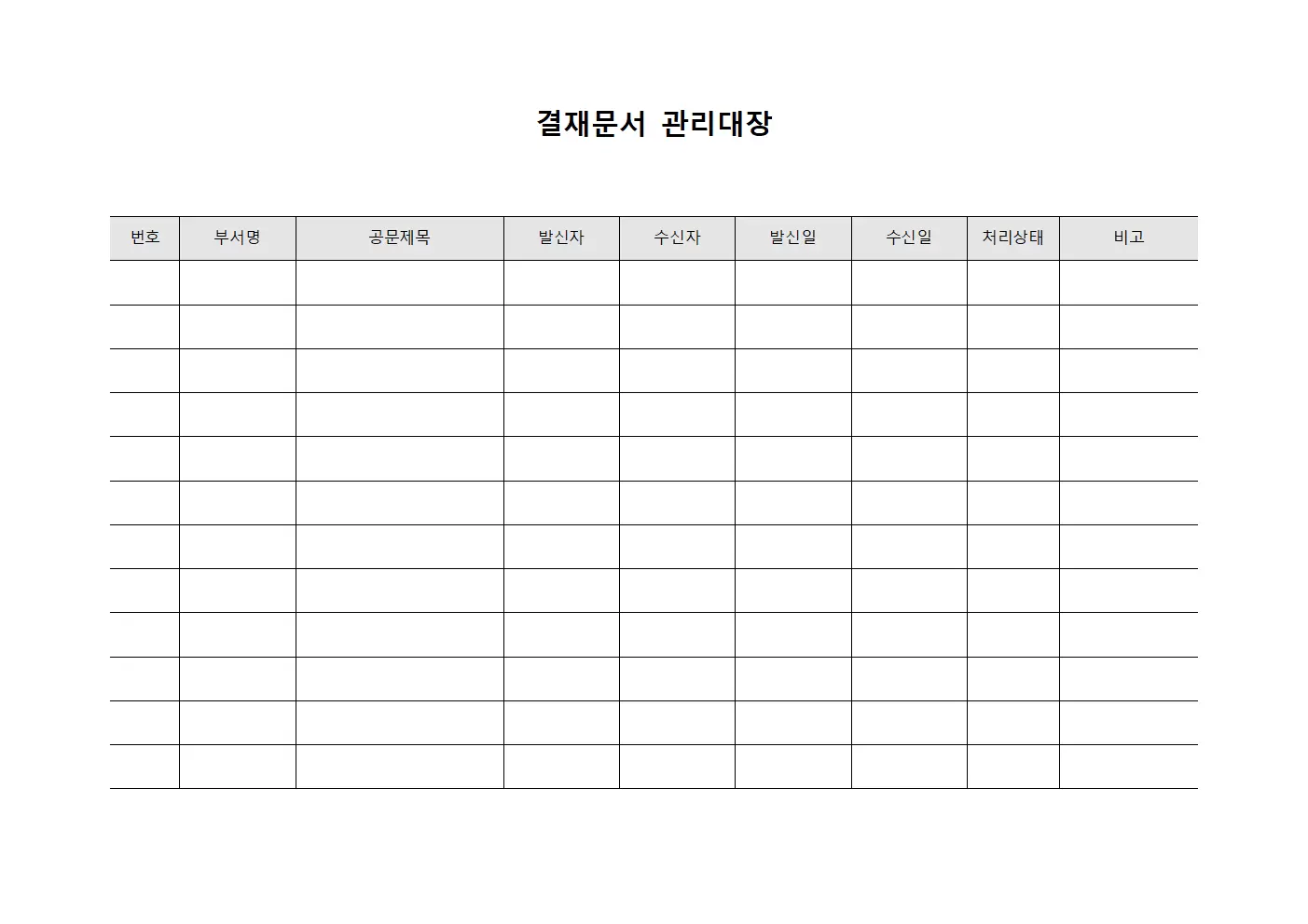 결재문서 관리대장 (부서별 공문 처리 현황)