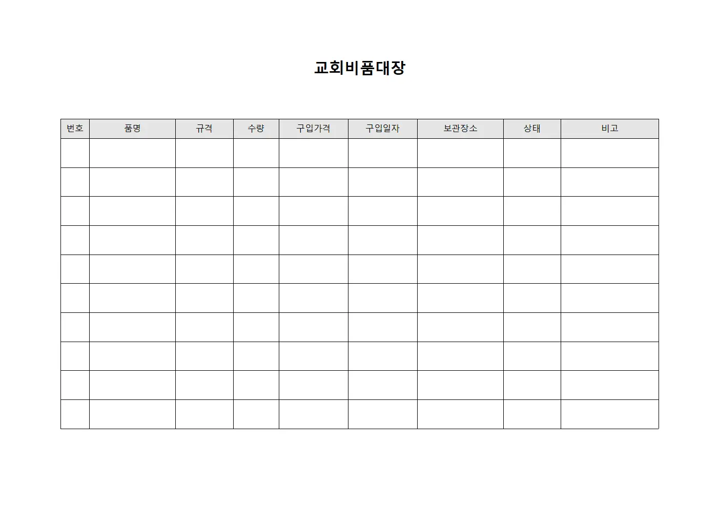 교회비품대장 (예산배분)