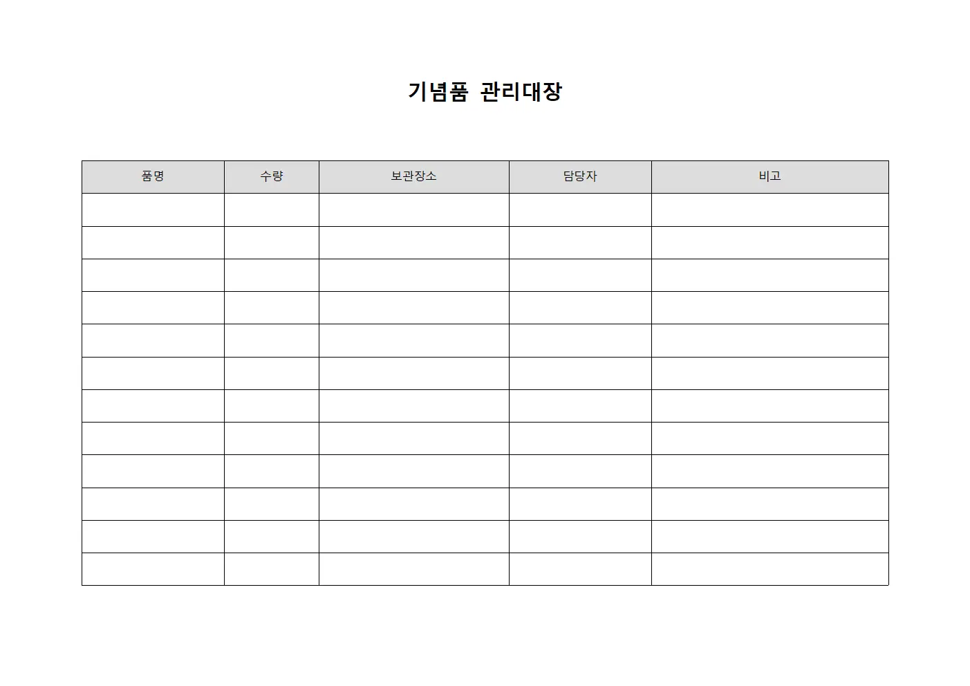 기념품관리대장 (연례행사)