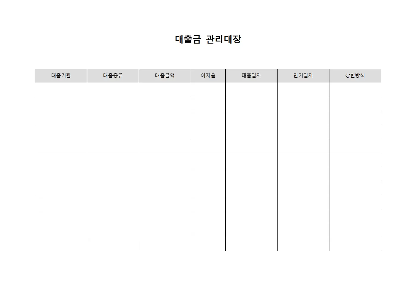 대출금관리대장 (상환일정)