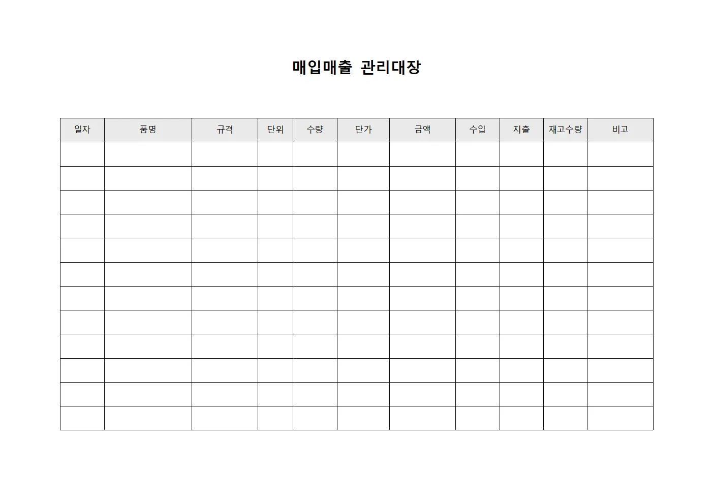 매입매출관리대장 - 재고변동