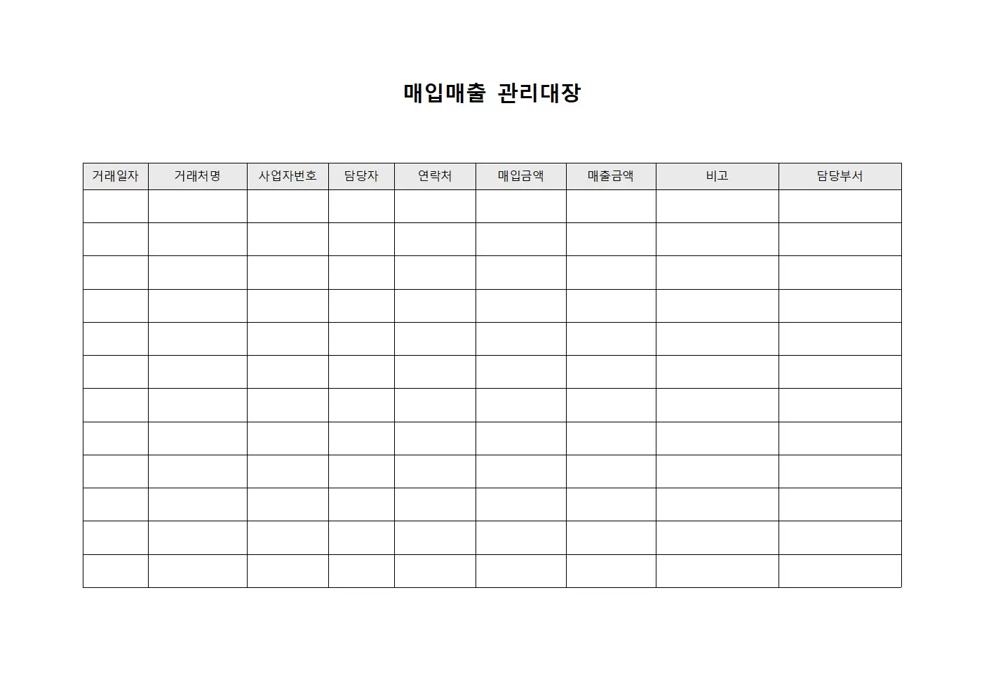 매입매출관리대장 (거래처별금액)