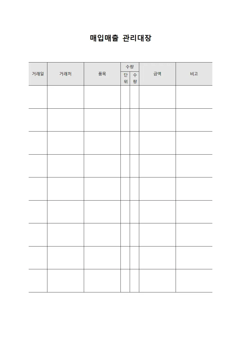 매입매출관리대장 (계약체결이행현황)