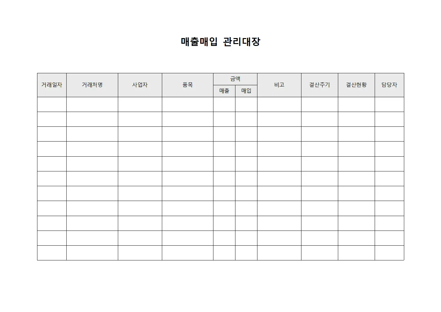 매출매입관리대장 (거래처결산내역)