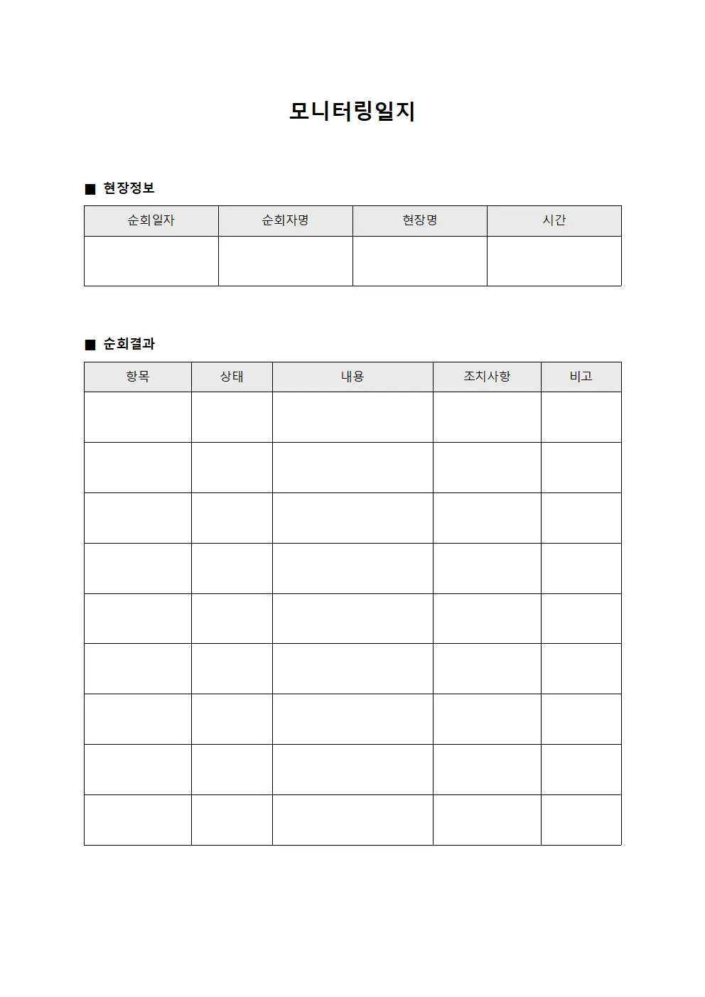 모니터링일지 - 현장순회
