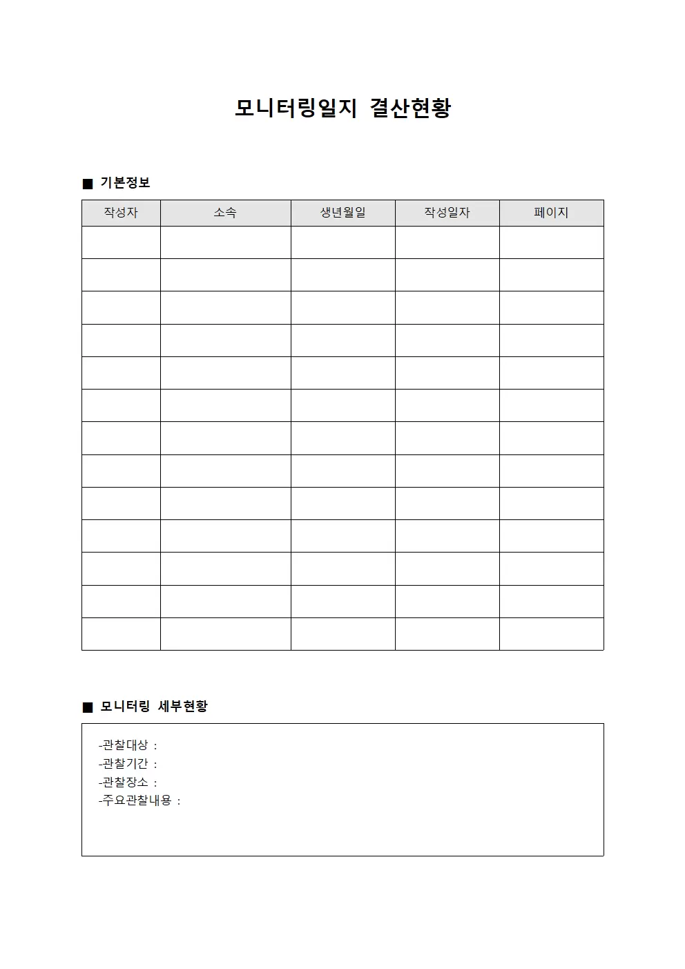 모니터링일지 (결산현황)