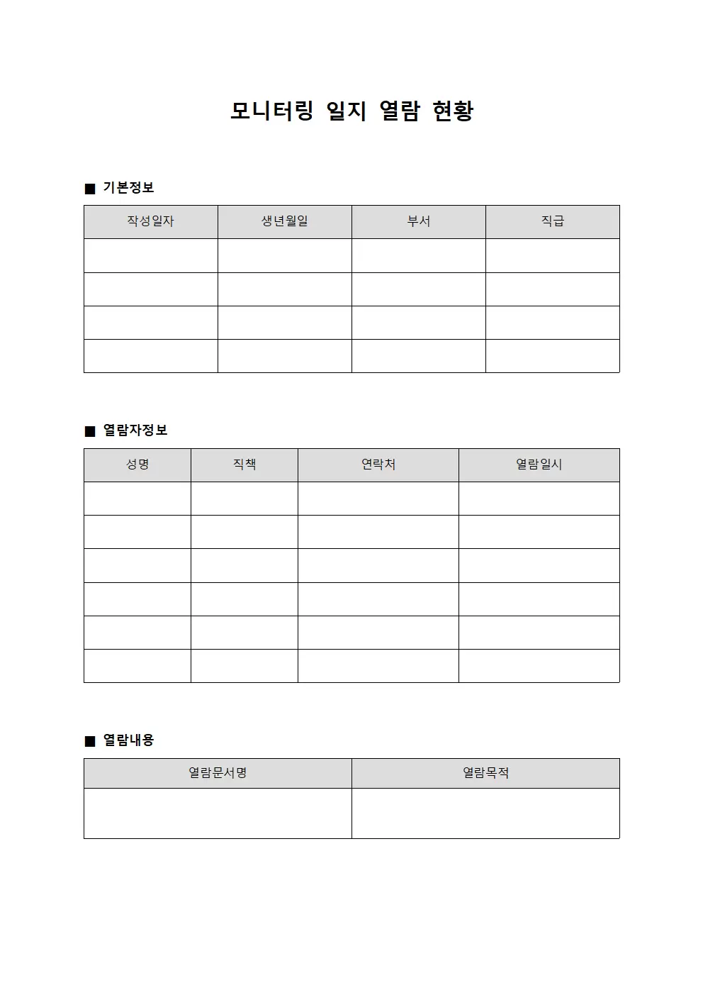 모니터링일지 - 열람현황