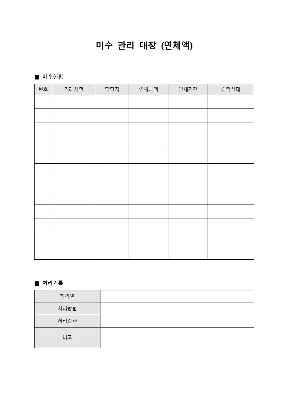 미수관리대장 (연체액)