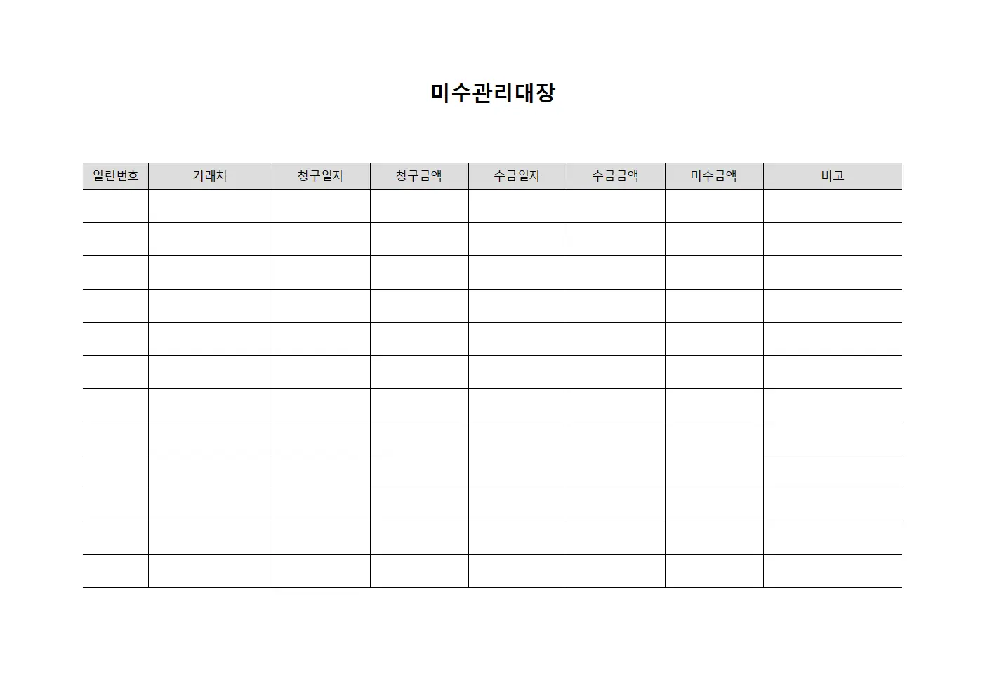 미수관리대장 (미지급비용)