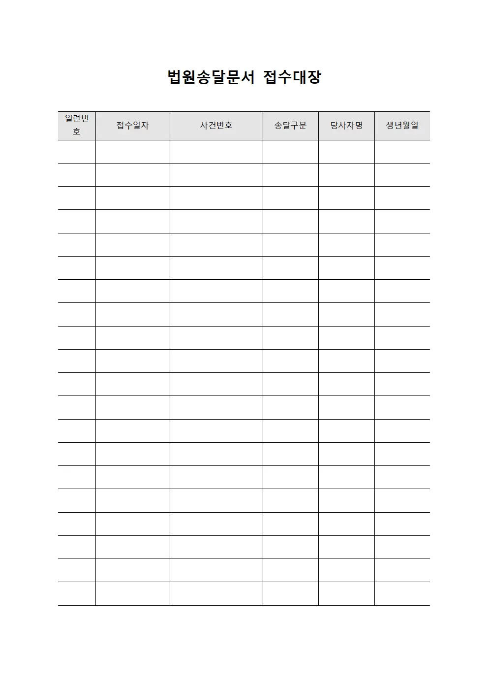 법원송달문서접수대장 접근권한관리현황