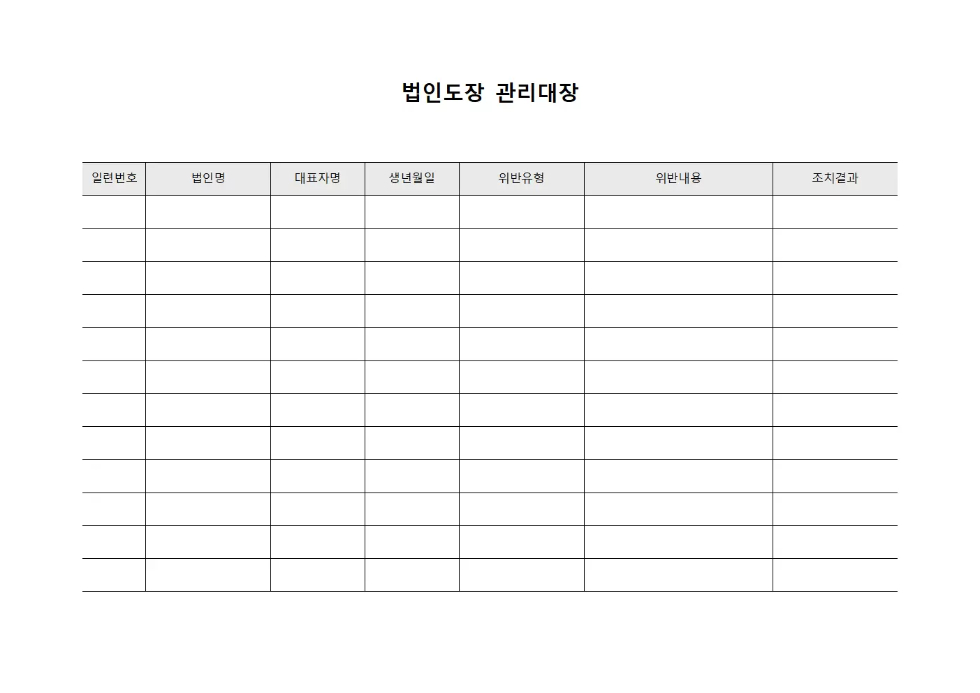 법인도장관리대장 위반사례분석보고