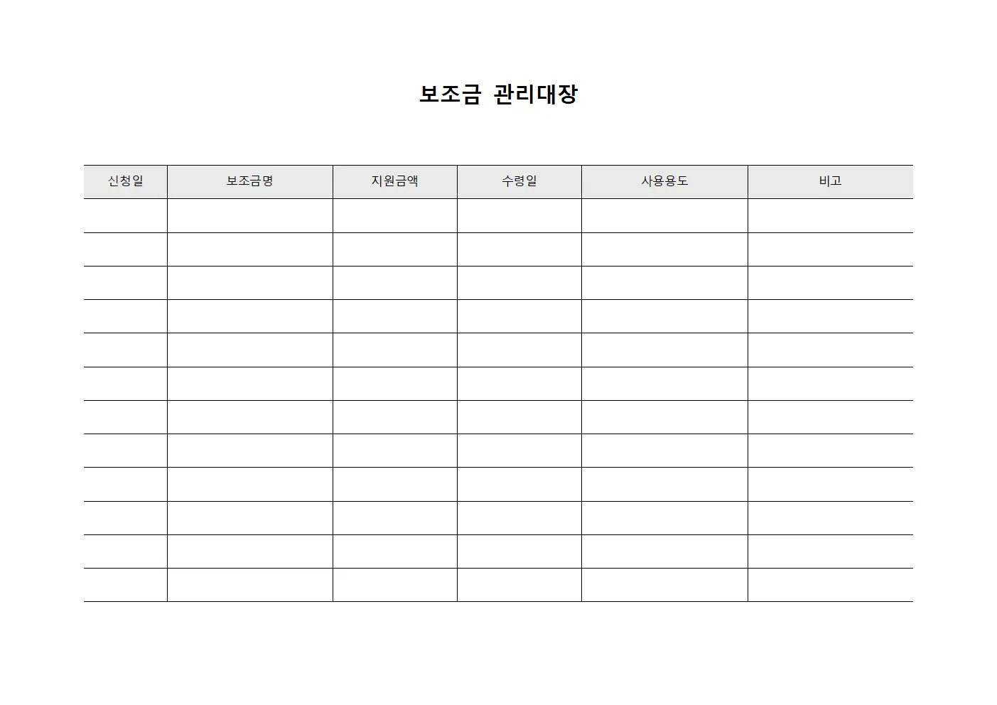 보조금관리대장 (펀드수익배당)