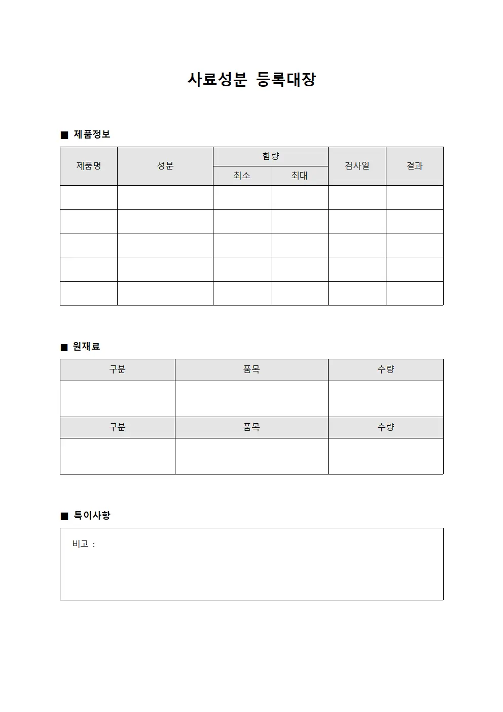사료성분등록대장 - 최종제품 현황