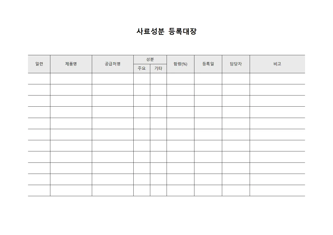 사료성분등록대장 - 공급처 현황