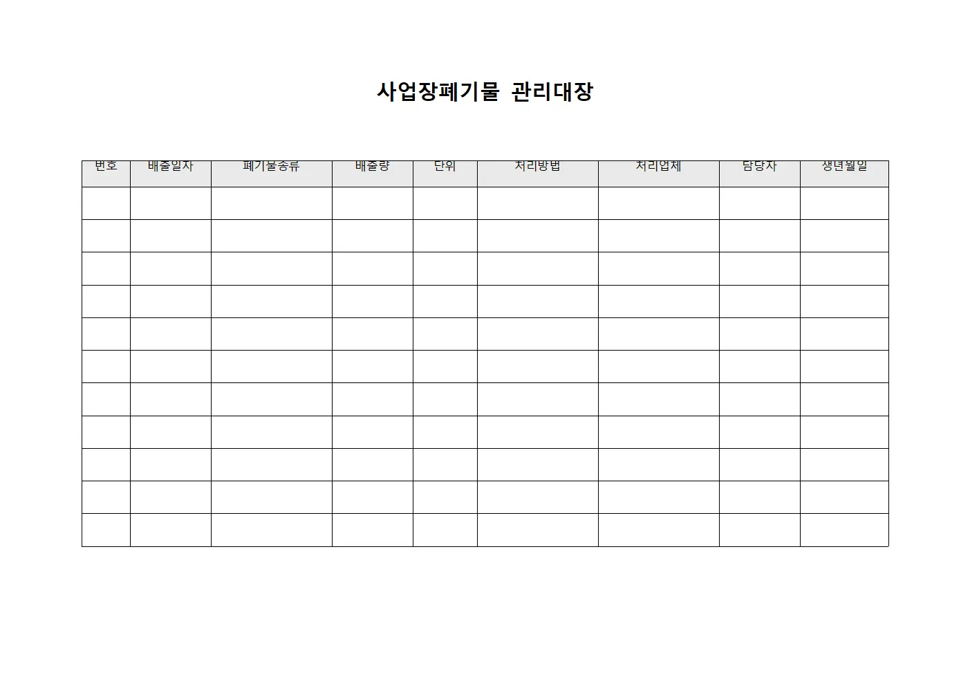 사업장폐기물관리대장 - 배출내역통계