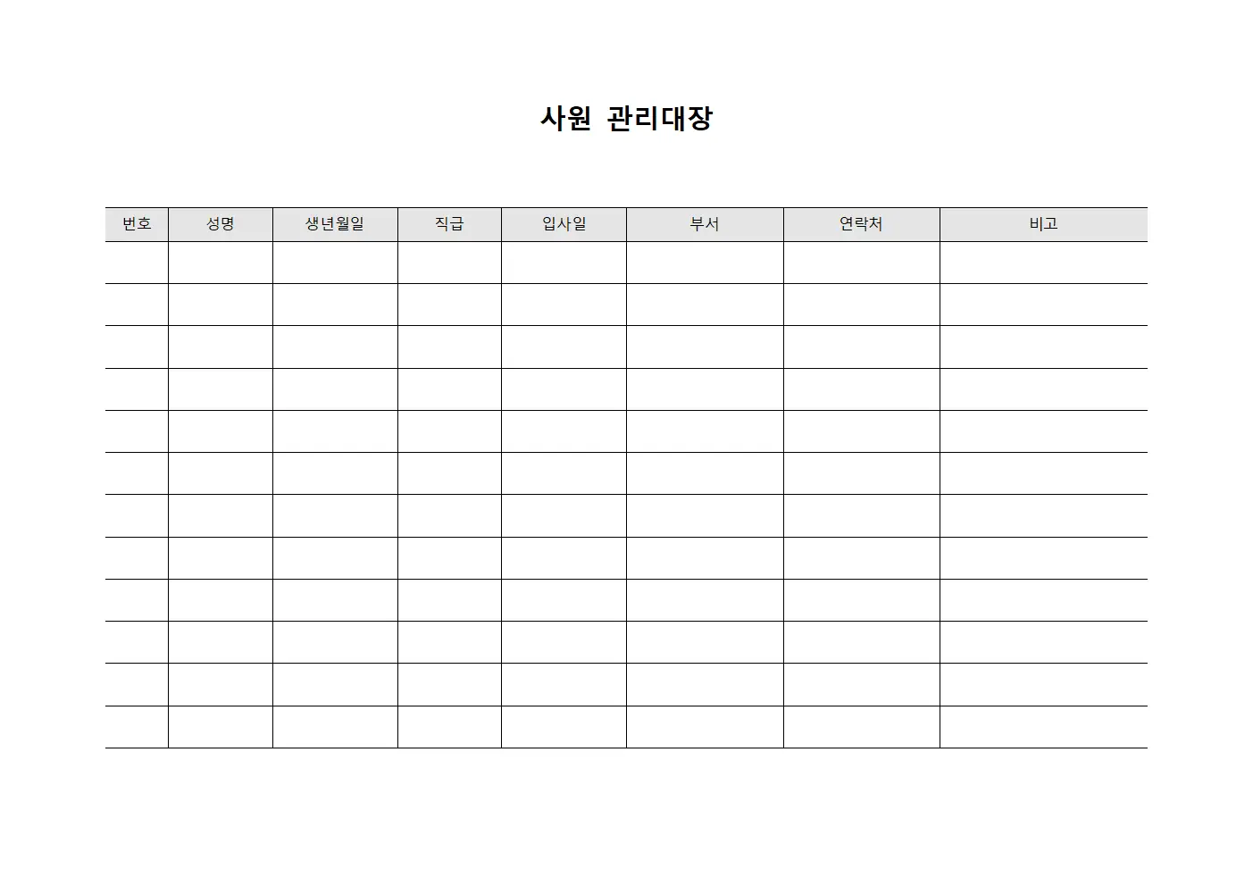 직급승진현황 사원관리대장