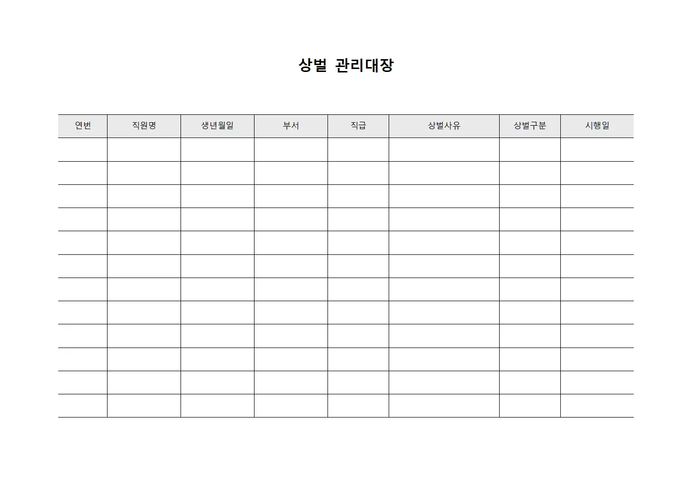 상벌관리대장 (성과달성 현황)